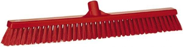 Vikan - 24" Combo Duty Synthetic Push Broom - 2" Bristle Length, Plastic Block, European Threaded Handle Connection - Strong Tooling