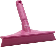 Vikan - 9.84" Rubber Blade Bench Squeegee - Single Edge, Pink, Plastic Holder - Strong Tooling