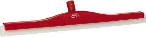 Vikan - 24" Foam Rubber Blade Floor Squeegee - Double Edge, Red, Plastic Holder - Strong Tooling