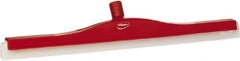 Vikan - 24" Foam Rubber Blade Floor Squeegee - Double Edge, Red, Plastic Holder - Strong Tooling