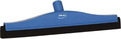 Vikan - 16" Foam Rubber Blade Bench Squeegee - Double Edge, Blue, Plastic Holder - Strong Tooling