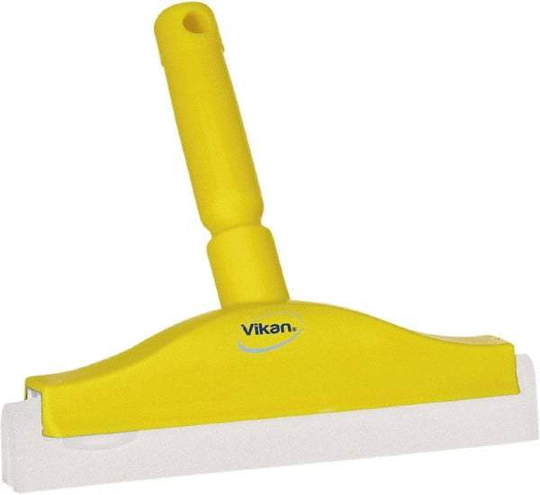 Vikan - 10" Foam Rubber Blade Bench Squeegee - Double Edge, Yellow, Plastic Holder - Strong Tooling