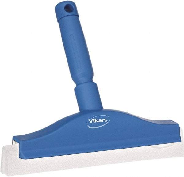 Vikan - 10" Foam Rubber Blade Bench Squeegee - Double Edge, Blue, Plastic Holder - Strong Tooling