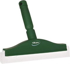 Vikan - 10" Foam Rubber Blade Bench Squeegee - Double Edge, Green, Plastic Holder - Strong Tooling