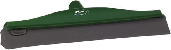 Vikan - 16" Rubber Blade Ceiling Squeegee - Double Edge, Green, Plastic Holder - Strong Tooling