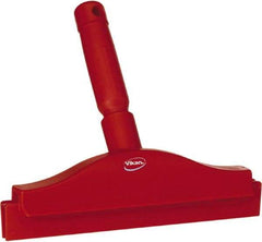 Vikan - 10" Rubber Blade Floor Squeegee - Double Edge, Red, Plastic Holder - Strong Tooling