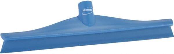 Vikan - 15-3/4" Rubber Blade Floor Squeegee - Single Edge, Blue, Plastic Holder - Strong Tooling