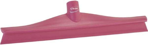 Vikan - 15-3/4" Rubber Blade Floor Squeegee - Single Edge, Pink, Plastic Holder - Strong Tooling