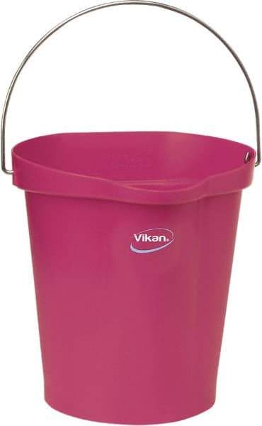 Vikan - 3 Gal, Polypropylene Round Pink Single Pail with Pour Spout - Handle Included - Strong Tooling