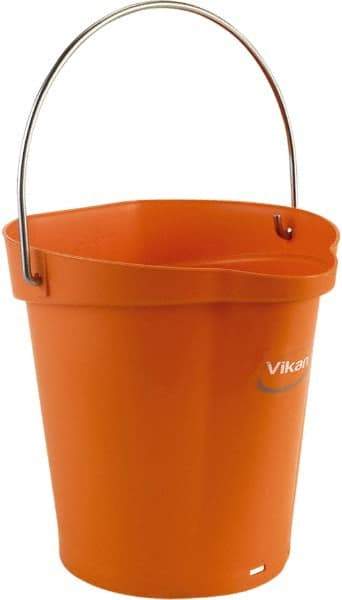 Vikan - 1-1/2 Gal, Polypropylene Round Orange Single Pail with Pour Spout - Handle Included - Strong Tooling