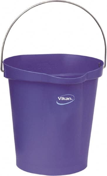 Vikan - 3 Gal, Polypropylene Round Purple Single Pail with Pour Spout - Handle Included - Strong Tooling