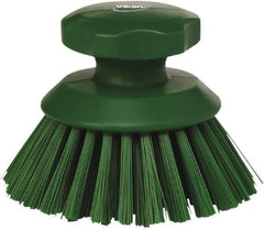 Vikan - 1-1/2" Bristle Length, Polyester Food Service Brush - 3-3/4" Long x 5" Wide Head, 5" OAL, Green, Polypropylene Block - Strong Tooling