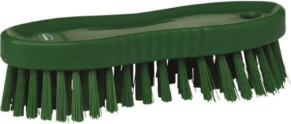 Vikan - 1" Bristle Length, Polyester Scrub Brush - 6-1/4" Long x 7" Wide Head, 7" OAL, Green, Polypropylene Block - Strong Tooling