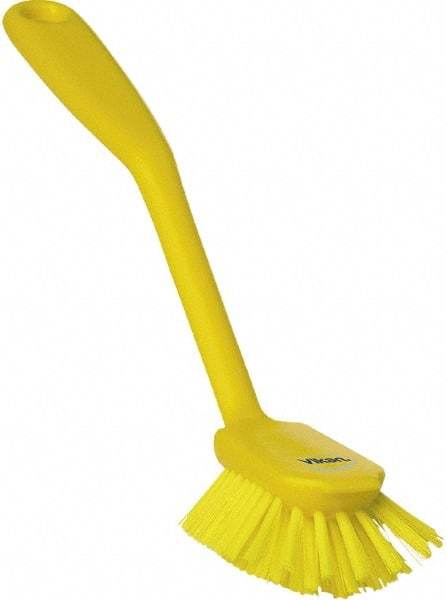 Vikan - 1" Bristle Length, Polyester Food Service Brush - 2-11/16" Long x 1" Wide Head, 10-1/2" OAL, Yellow, Polypropylene Block - Strong Tooling