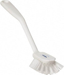 Vikan - 1" Bristle Length, Polyester Food Service Brush - 2-11/16" Long x 1" Wide Head, 10-1/2" OAL, White, Polypropylene Block - Strong Tooling