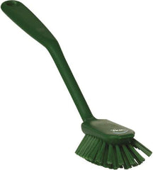 Vikan - 1" Bristle Length, Polyester Food Service Brush - 2-11/16" Long x 1" Wide Head, 10-1/2" OAL, Green, Polypropylene Block - Strong Tooling