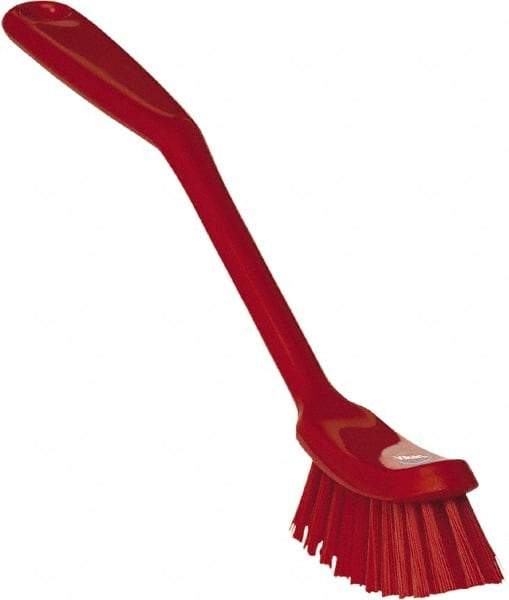 Vikan - 1" Bristle Length, Polyester Food Service Brush - 2-7/8" Long x 1" Wide Head, 11" OAL, Red, Polypropylene Block - Strong Tooling