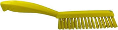 Vikan - 1.3" Bristle Length, Polyester Scrub Brush - 5-7/8" Long x 0.8" Wide Head, 11.2" OAL, Yellow, Polypropylene Block - Strong Tooling