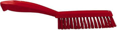 Vikan - 1.3" Bristle Length, Polyester Scrub Brush - 5-7/8" Long x 0.8" Wide Head, 11.2" OAL, Red, Polypropylene Block - Strong Tooling