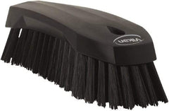 Vikan - 1.3" Bristle Length, Polyester Utility Scrub Brush - 7" Long x 3" Wide Head, 8" OAL, Black, Polypropylene Block - Strong Tooling