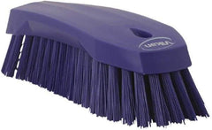 Vikan - 1.3" Bristle Length, Polyester Utility Scrub Brush - 7" Long x 3" Wide Head, 8" OAL, Purple, Polypropylene Block - Strong Tooling