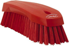 Vikan - 1.3" Bristle Length, Polyester Utility Scrub Brush - 7" Long x 3" Wide Head, 8" OAL, Red, Polypropylene Block - Strong Tooling