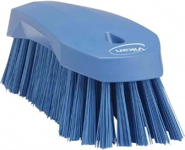 Vikan - 1.3" Bristle Length, Polyester Utility Scrub Brush - 7" Long x 3" Wide Head, 8" OAL, Blue, Polypropylene Block - Strong Tooling