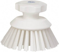 Vikan - 1-1/2" Bristle Length, Polyester Food Service Brush - 3-3/4" Long x 5" Wide Head, 5" OAL, White, Polypropylene Block - Strong Tooling