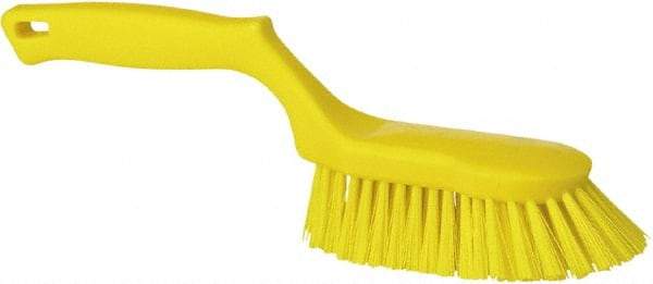 Vikan - 1-1/2" Bristle Length, Polyester Scrub Brush - 5-5/8" Long x 5" Wide Head, 13-1/2" OAL, Yellow, Polypropylene Block - Strong Tooling