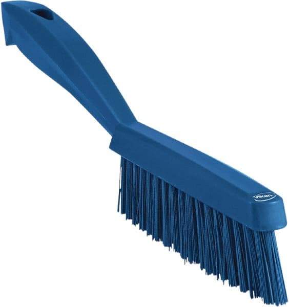 Vikan - 1.3" Bristle Length, Polyester Scrub Brush - 5-7/8" Long x 0.8" Wide Head, 11.2" OAL, Blue, Polypropylene Block - Strong Tooling