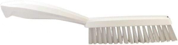 Vikan - 1.3" Bristle Length, Polyester Scrub Brush - 5-7/8" Long x 0.8" Wide Head, 11.2" OAL, White, Polypropylene Block - Strong Tooling