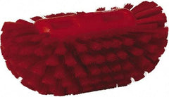 Vikan - 1-1/2" Bristle Length, Polyester Utility Scrub Brush - 5-1/2" Wide Head, 8" OAL, European Threaded Handle, Red, Polypropylene Block - Strong Tooling