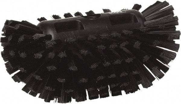 Vikan - 1-1/2" Bristle Length, Polyester Utility Scrub Brush - 5-1/2" Wide Head, 8" OAL, European Threaded Handle, Black, Polypropylene Block - Strong Tooling