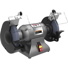 Jet - 10" Wheel Diam x 1" Wheel Width, 1-1/2 hp Grinder - 1" Arbor Hole Diam, 1 Phase, 1,720 Max RPM, 115 Volts - Strong Tooling