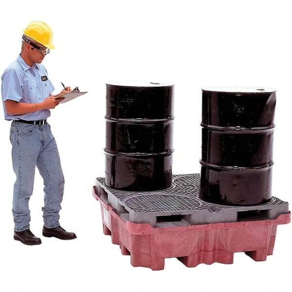 UltraTech - 85 Gal Sump, 6,500 Lb Capacity, 4 Drum, Polyethylene Ultra-Spill King w/Drum Pallet, No Drain - 51" Long x 51" Wide x 17-1/2" High, 2x2 Drum Configuration - Strong Tooling