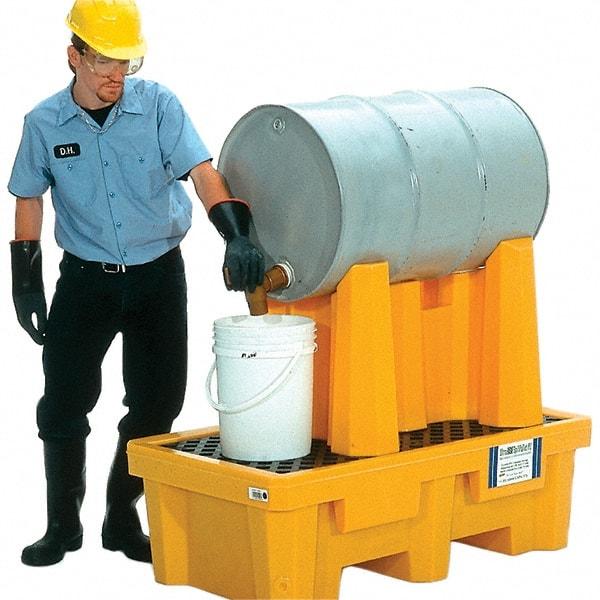 UltraTech - 66 Gal Sump, 750 Lb Capacity, 1 Drum, Polyethylene P1 Drum Rack Containment System - 52" Long x 29" Wide x 49-1/2" High, Two-Tier Drum Configuration - Strong Tooling