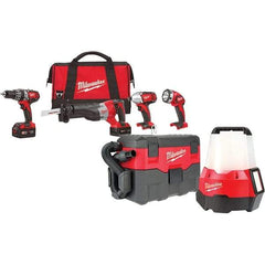 Milwaukee Tool - 18 Volt Cordless Tool Combination Kit - Includes 1/2" Hammer Drill, 1/4" Hex Impact Driver & Sawzall Reciprocating Saw, Lithium-Ion Battery Included - Strong Tooling