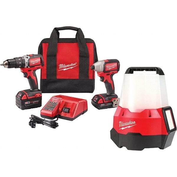 Milwaukee Tool - 18 Volt Cordless Tool Combination Kit - Includes 1/2" Brushless Hammer Drill/Driver & Brushless 1/4" Impact Driver, Lithium-Ion Battery Included - Strong Tooling