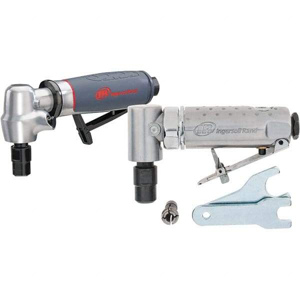 Ingersoll-Rand - 1/4" Collet, Angle Handle, Air Angle Die Grinder - 20,000 RPM, Rear Exhaust, 25 CFM, 0.4 hp, 1/4" Inlet - Strong Tooling