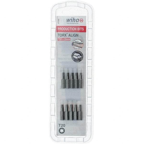 Wiha - 1/4" Drive T20 Torx Screwdriver Bit - 1" OAL, Insert Bit - Strong Tooling