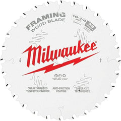 Milwaukee Tool - 10-1/4" Diam, 5/8" Arbor Hole Diam, 28 Tooth Wet & Dry Cut Saw Blade - Tungsten Carbide-Tipped, Framing Action, Standard Round Arbor - Strong Tooling