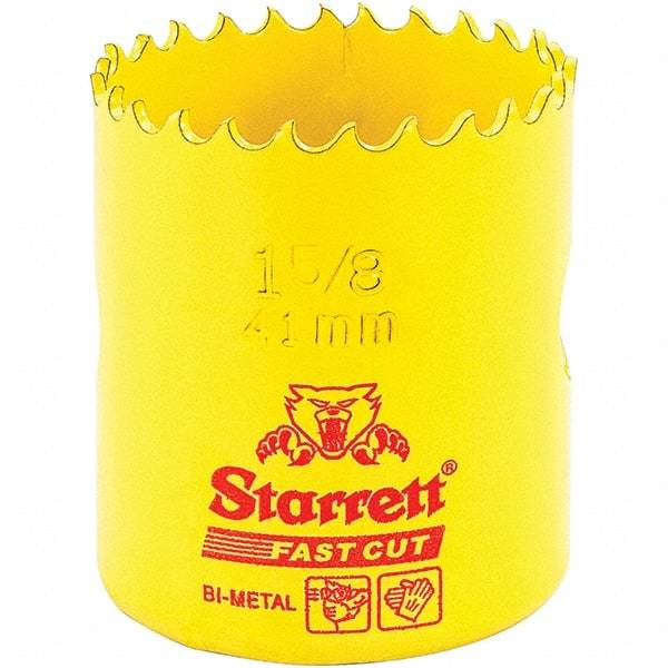 Starrett - 1-5/8" Diam, 1-5/8" Cutting Depth, Hole Saw - High Speed Steel Saw, Toothed Edge - Strong Tooling