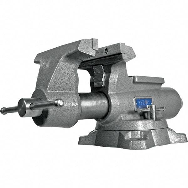 Wilton - 8-1/2" Jaw Width, 8-1/2" Opening Capacity, 4-1/2" Throat Depth, Iron Swivel Bench Vise - Double Lockdown Base Attachment, Anvil, 23-39/64" Long x 12-39/64" Wide x 10-19/64" High - Strong Tooling