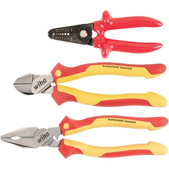 Wiha - Plier Sets Set Type: Cutting Pliers; Insulated Pliers; Wire Stripper Number of Pieces: 3 - Strong Tooling