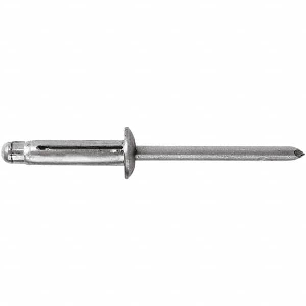 STANLEY Engineered Fastening - Size 6 Dome Head Aluminum Open End Blind Rivet - Aluminum Mandrel, 0.157" to 0.472" Grip, 3/16" Head Diam, 0.197" to 0.207" Hole Diam, - Strong Tooling