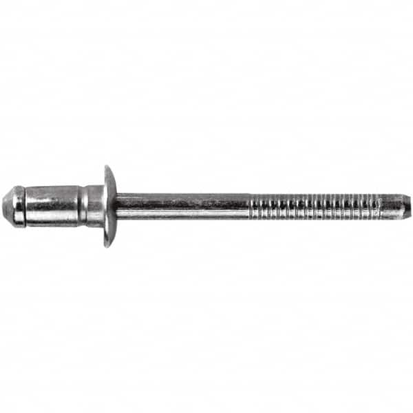 STANLEY Engineered Fastening - Size 6 Dome Head Steel Open End Blind Rivet - Steel Mandrel, 0.1378" to 0.2362" Grip, 3/16" Head Diam, 0.1929" to 0.2008" Hole Diam, 3.2" Body Diam - Strong Tooling