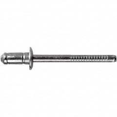 STANLEY Engineered Fastening - Size 6 Dome Head Steel Open End Blind Rivet - Steel Mandrel, 0.1378" to 0.2362" Grip, 3/16" Head Diam, 0.1929" to 0.2008" Hole Diam, 3.2" Body Diam - Strong Tooling