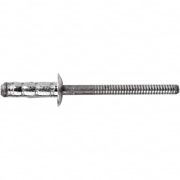 STANLEY Engineered Fastening - Size 6 Dome Head Steel Multi Grip Blind Rivet - Steel Mandrel, 0.0598" to 1/4" Grip, 3/16" Head Diam, 0.1921" to 0.1961" Hole Diam, 3" Body Diam - Strong Tooling