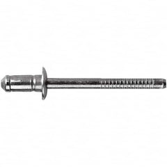 STANLEY Engineered Fastening - Size 6 Dome Head Steel Open End Blind Rivet - Steel Mandrel, 0.0591" to 0.1378" Grip, 3/16" Head Diam, 0.1929" to 0.2008" Hole Diam, 3.2" Body Diam - Strong Tooling