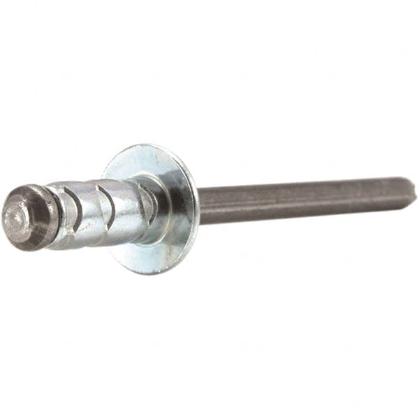 STANLEY Engineered Fastening - Size 6 Large Flange Head Aluminum Multi Grip Blind Rivet - Steel Mandrel, 0.437" to 3/4" Grip, 3/16" Head Diam, 0.192" to 0.205" Hole Diam, 0.116" Body Diam - Strong Tooling